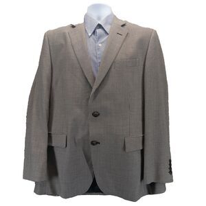 Stafford Classic Fit Sport Coat Blazer Men 42R Black Beige Houndstooth Silk Wool
